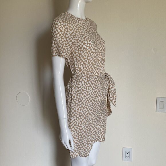 & Other Stories Tan and White Knot Detail Mini Dress Size 0 - Picture 7 of 13